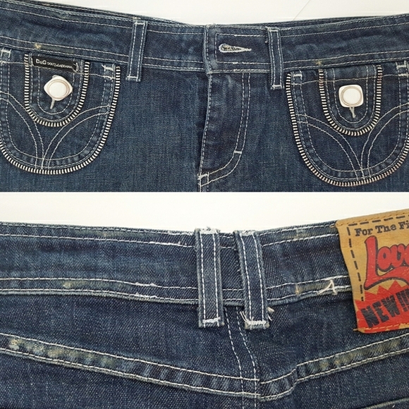 Y2K🔥Dolce & Gabbana❤Love Affair Mini Skirt|Dark Wash Blue Denim - Picture 11 of 14